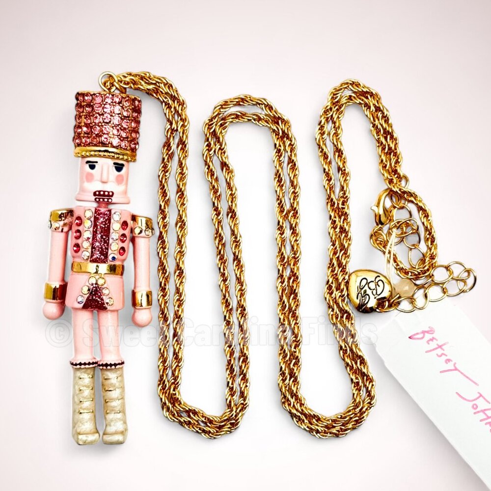 Betsey Johnson Nutcracker Christmas Necklace Pink Holiday Pendant RV $68 NEW - Picture 5 of 5